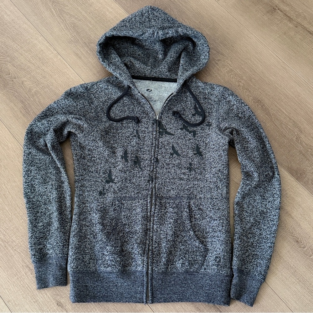 Oiselle Hoodie Women XS‎ Gray Birds Pullover Athletic Running Sweatshirt - Picture 7 of 7